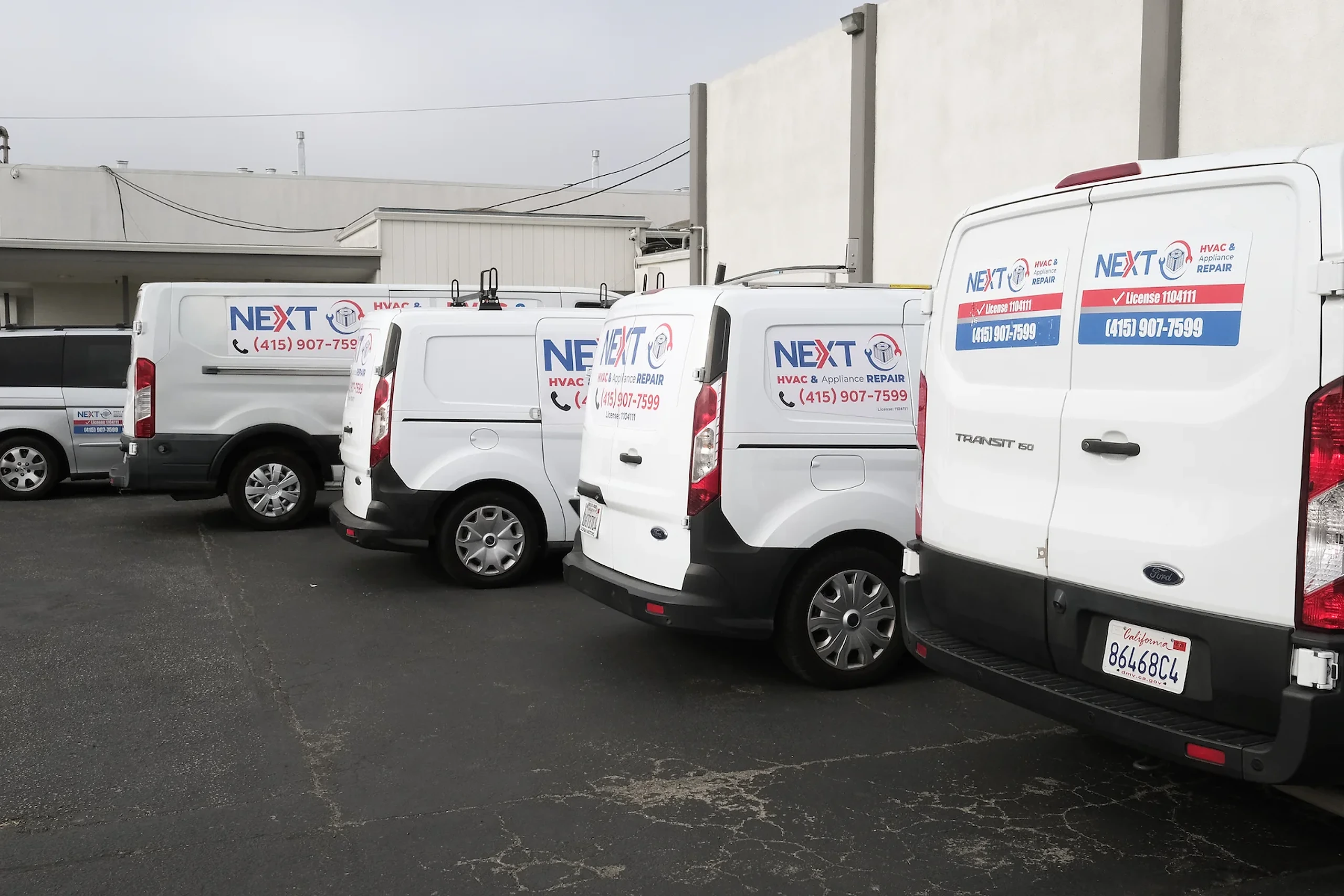 Next HVAC service van and technician on a San Francisco Bay Area heating and cooling job